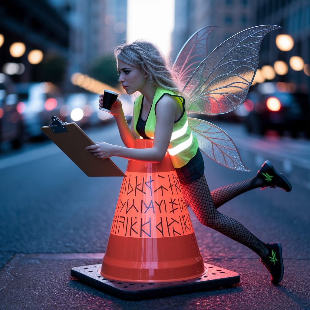 Traffic cone guard fairy