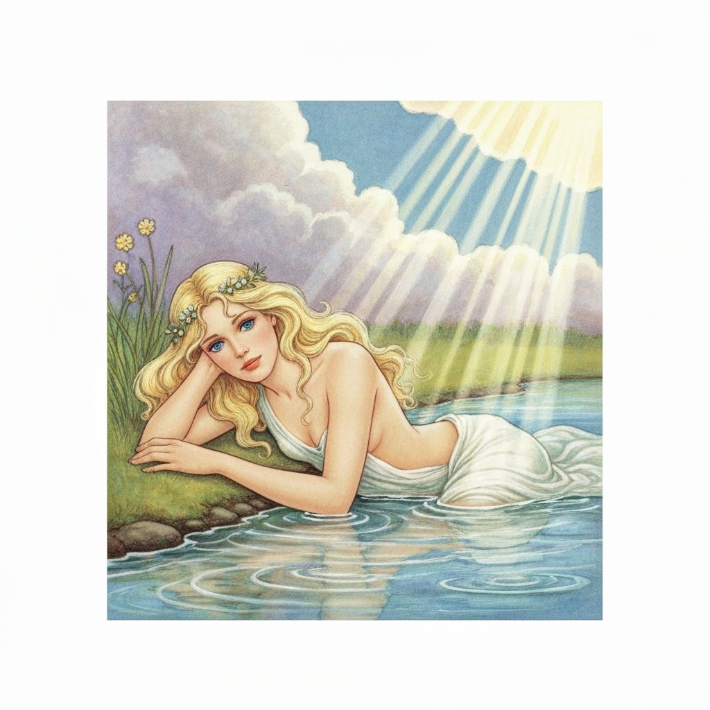 Water Nymph Goddess in Serene Stream