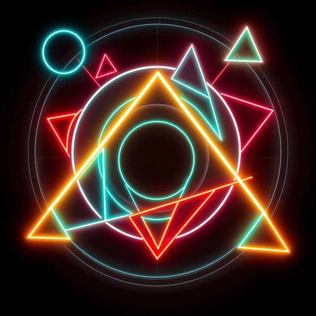 Neon 3D Euclidean Geometry in Futuristic Style
