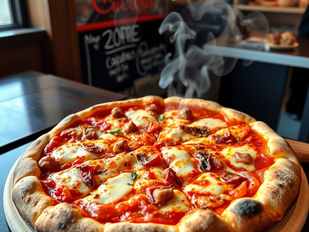 Delicious Pizza with Toppings in Digital Art Style