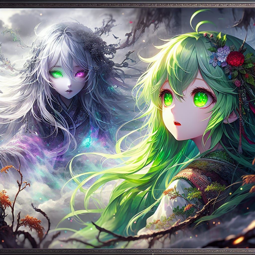 Ethereal Anime Girl Encounter in Dreamy Matte Painting