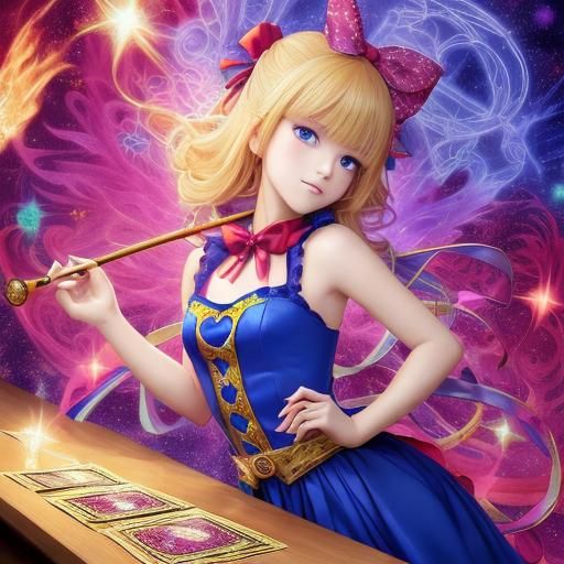 Sparkling Anime Tarot Reader with Phoenix Ribbon