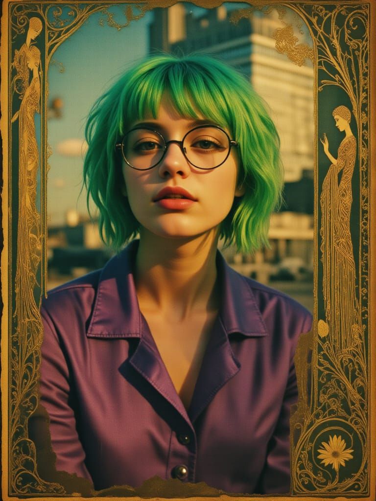 Punk Rock Woman in Cityscape: Cinematic Portrait