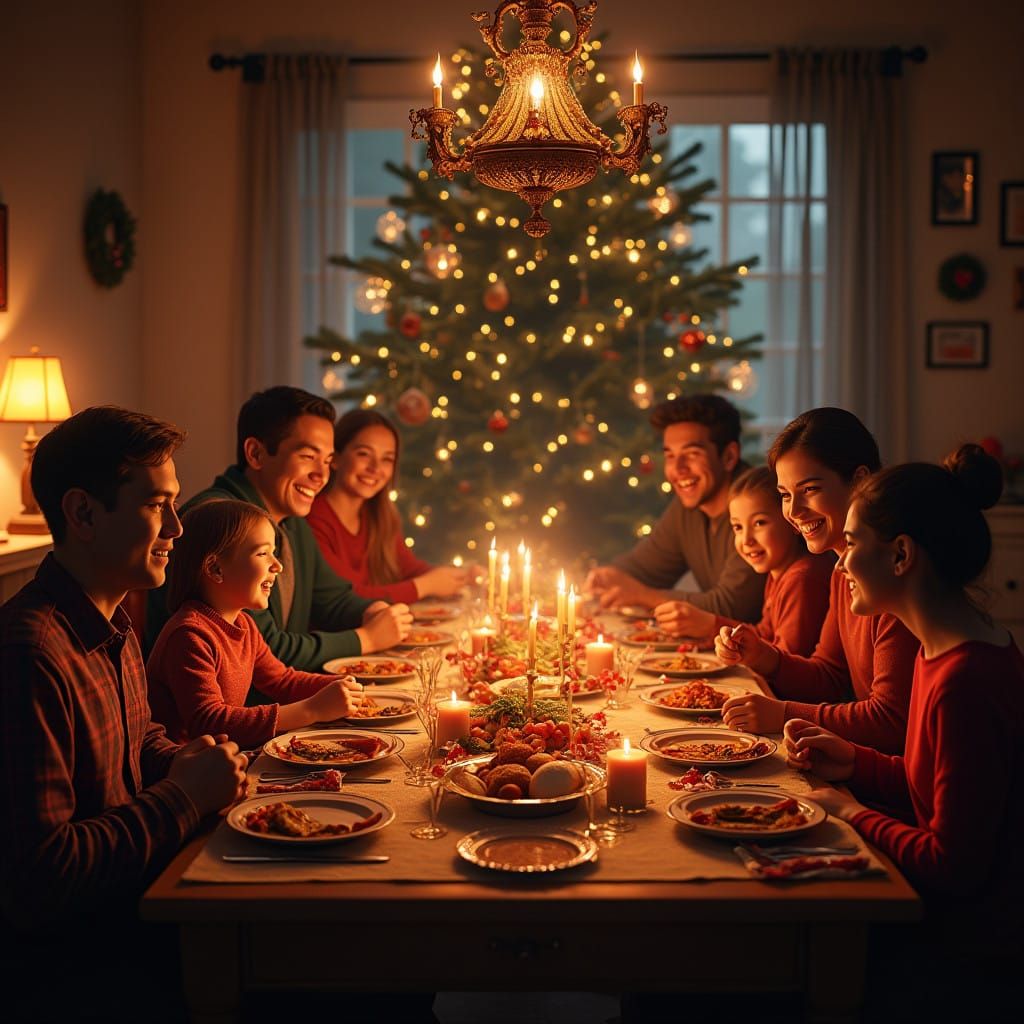 Warm Winter Wonderland Christmas Dinner Scene