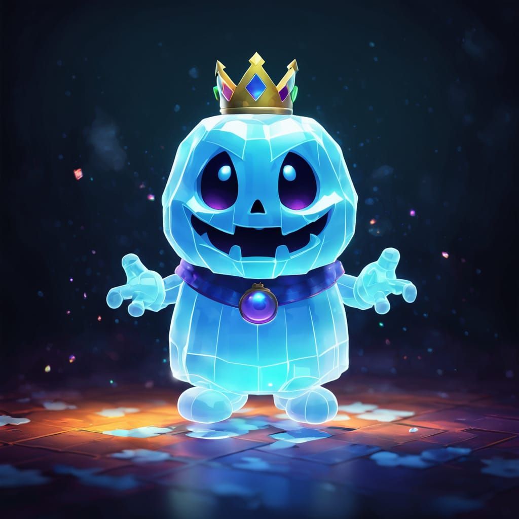 Nintendo Inspired King Boo Ghost in Low-Poly Style