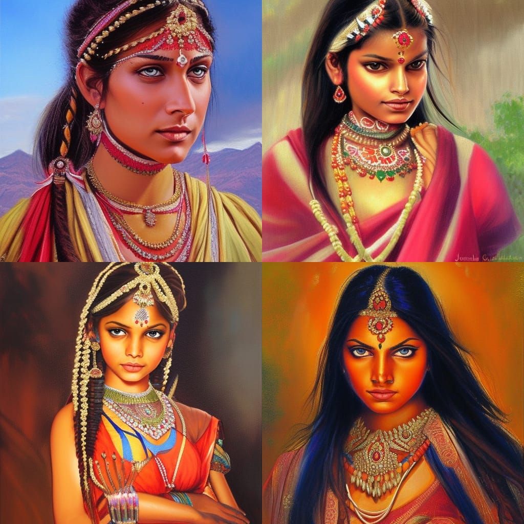 Indian Princess in Oil Painting Style
