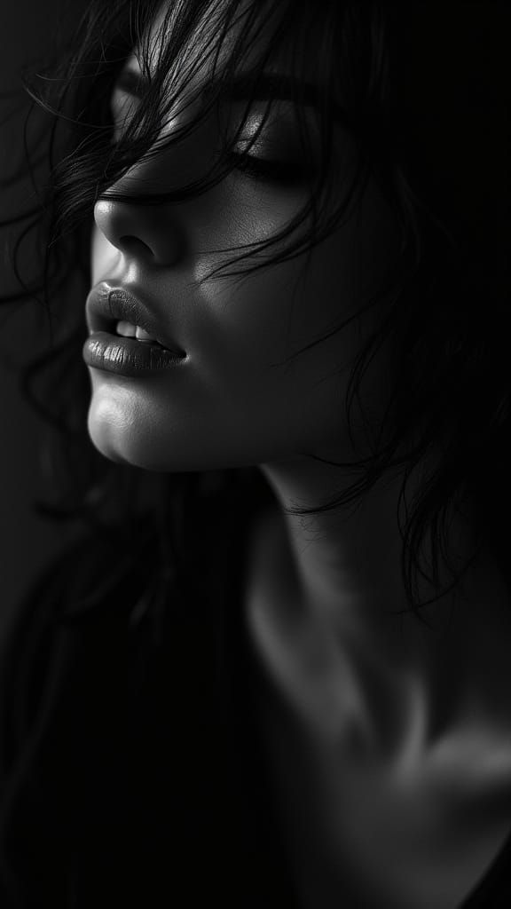 Dramatic Noir Portrait of a Woman in Monochrome