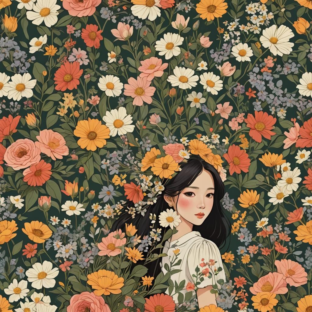 Girl Holding Blooming Bouquet of Flowers