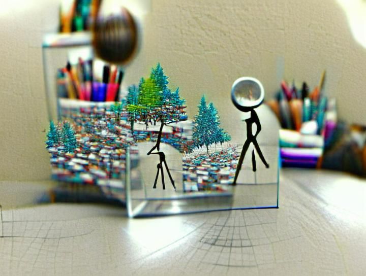 Stick Figure Optical Illusion in Snow Globe