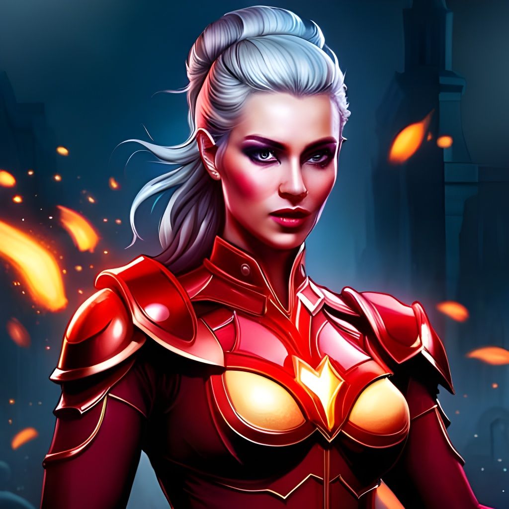 Steampunk Dark Elf Knight in Flames