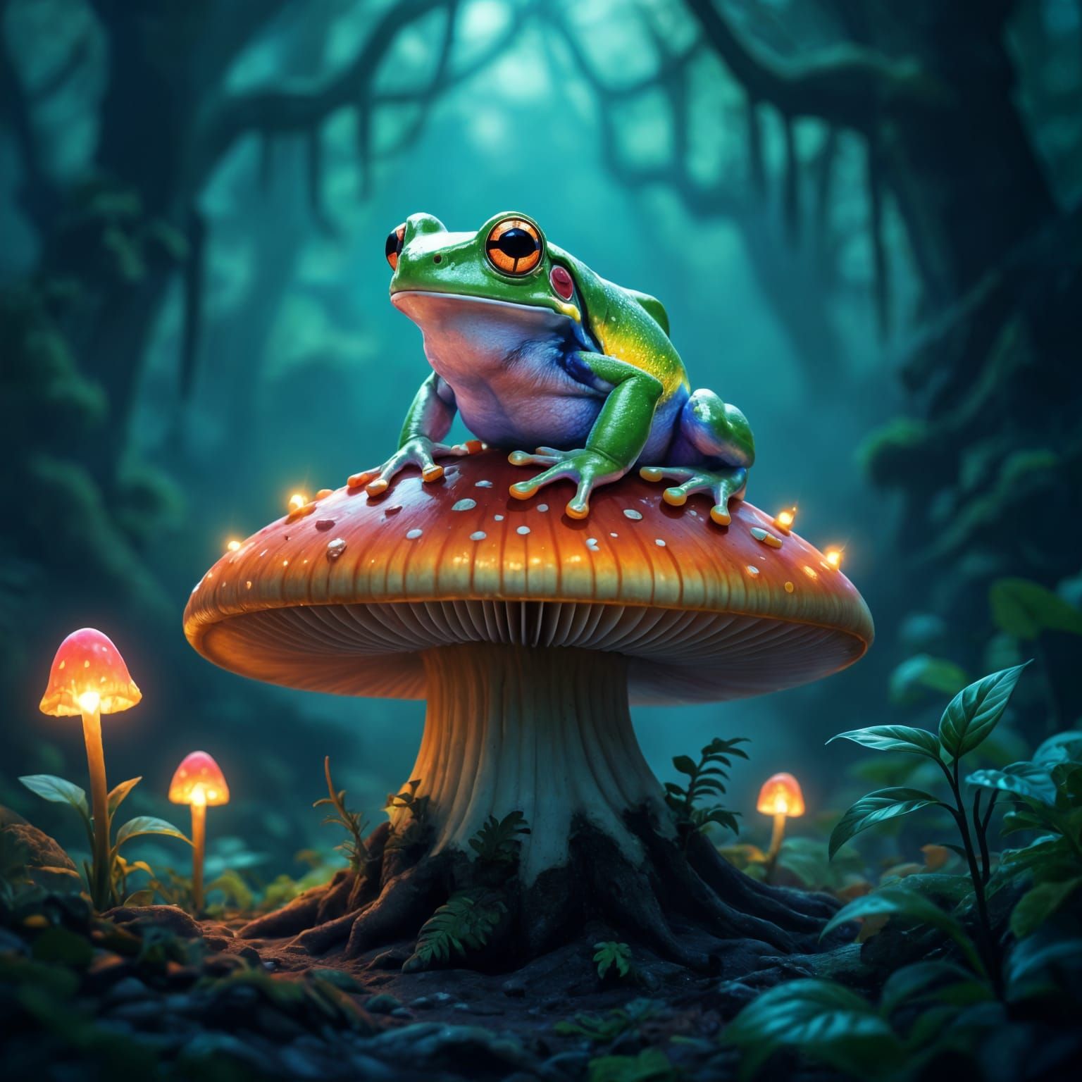 Frog on fungus