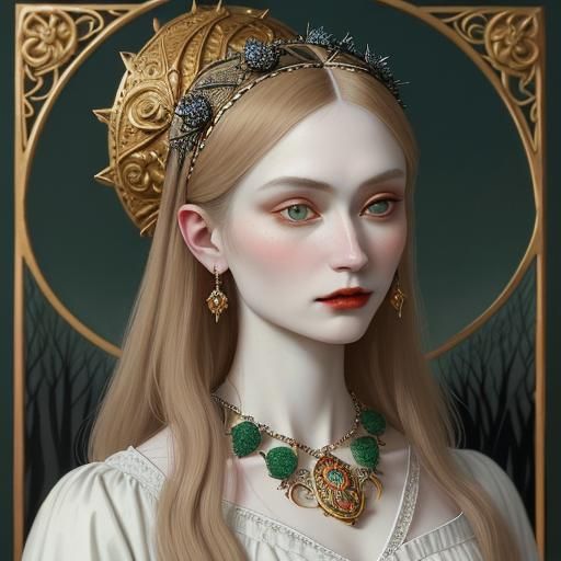 Vampire with Hedgehog Necklace in Renaissance Style