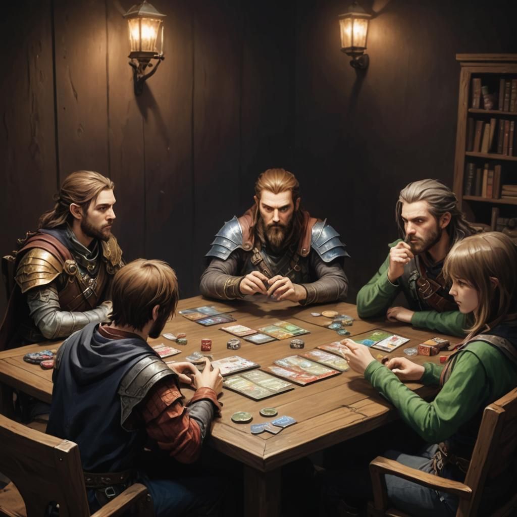 Friends Playing Dungeons and Dragons Card Game