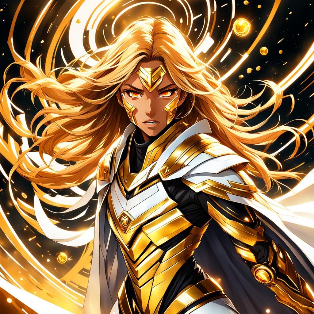 Golden-Haired Warrior in Anime Style