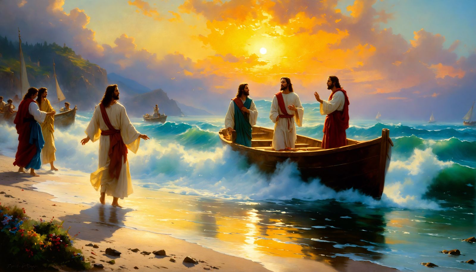 Jesus Teaching Disciples: Ethereal Oil Painting