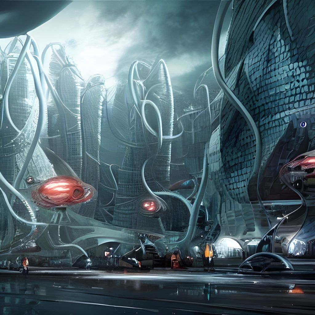 Futuristic City Under Tentacle Attack: Sci-Fi Horror