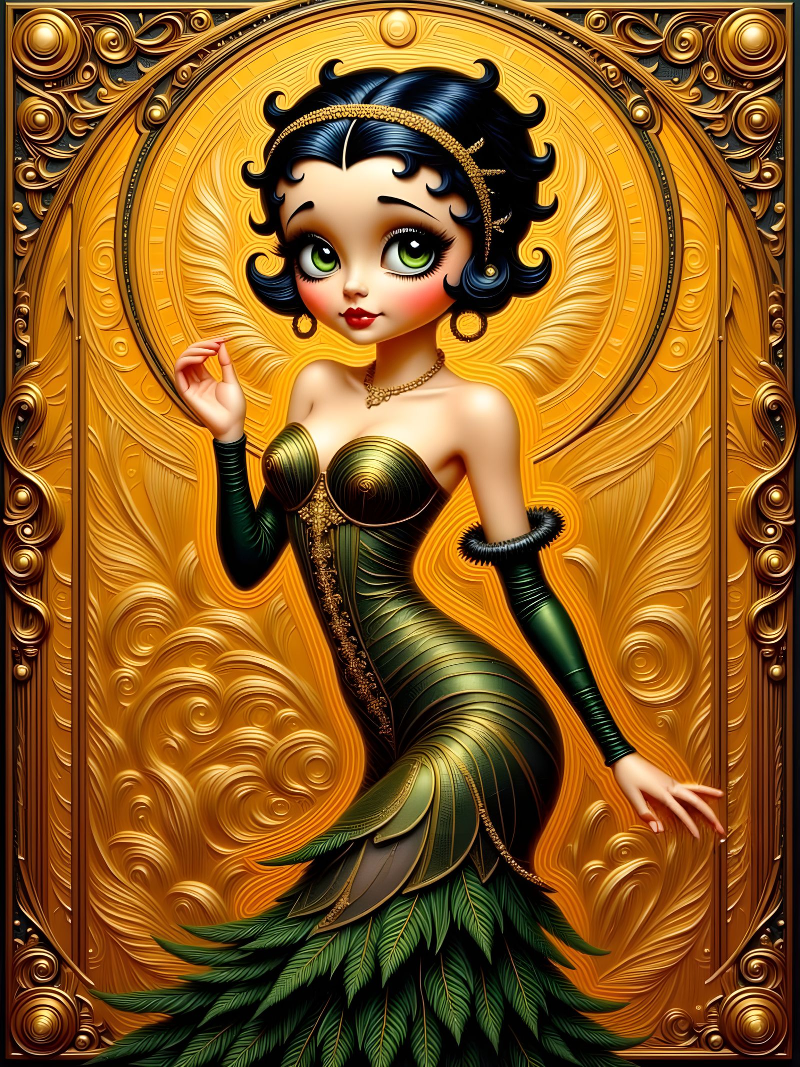 Vibrant Impasto Portrait of a Flapper Girl