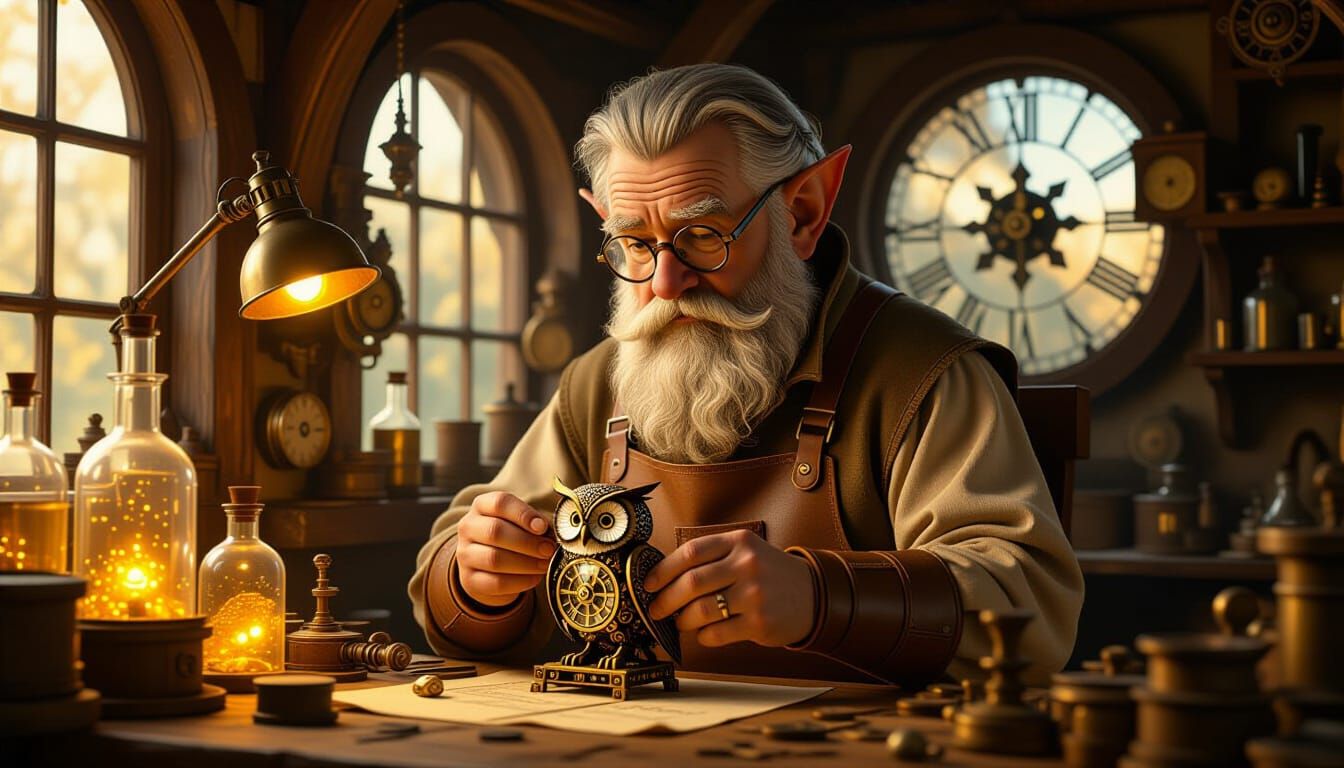 Hobbit Artificer Assembles Clockwork Owl
