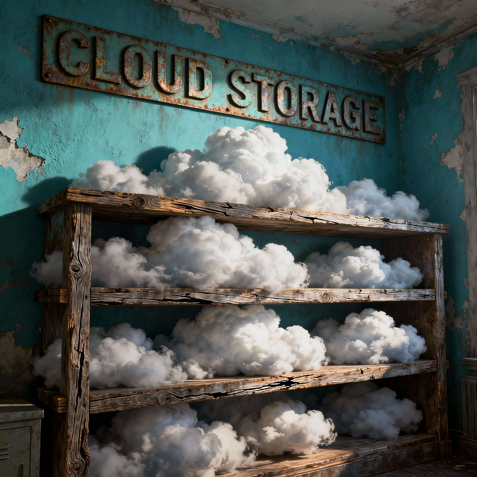 Surreal Cloud Storage Room Digital Painting