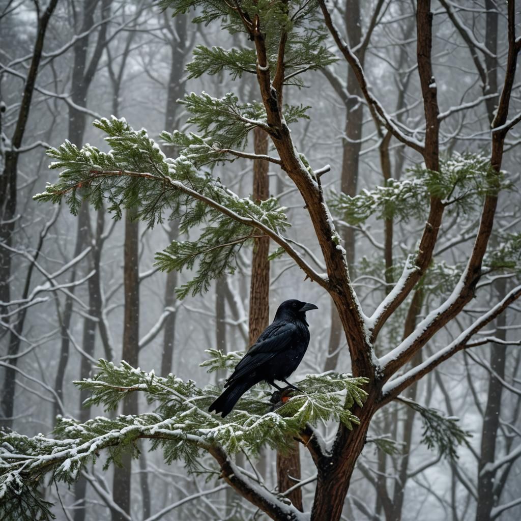 The way a crow
Shook down on me
The dust of snow
From a heml...