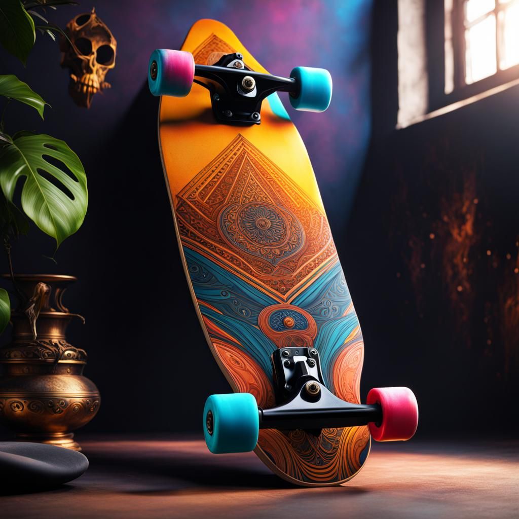 Detailed Matte Painting of a Skateboard