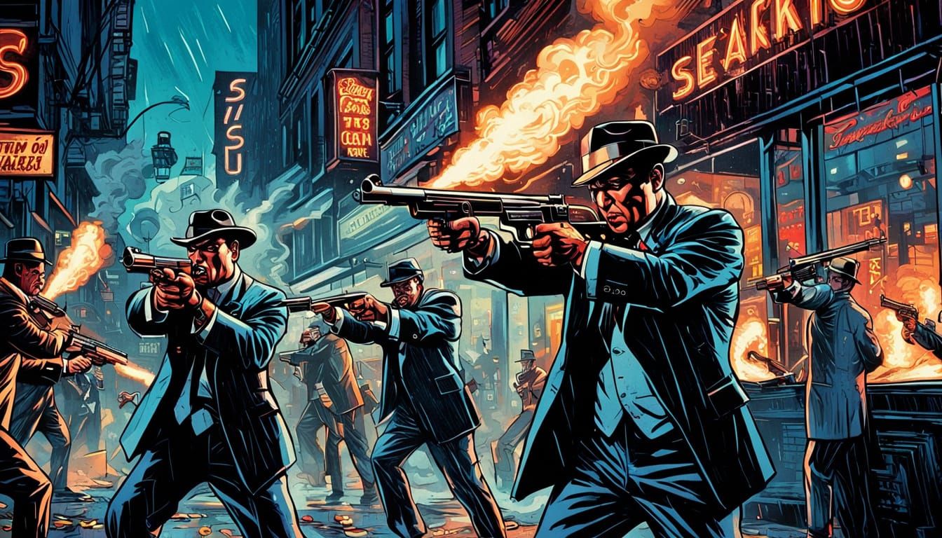 Mobsters and Tommy Guns in Chicago: Comic Book Art