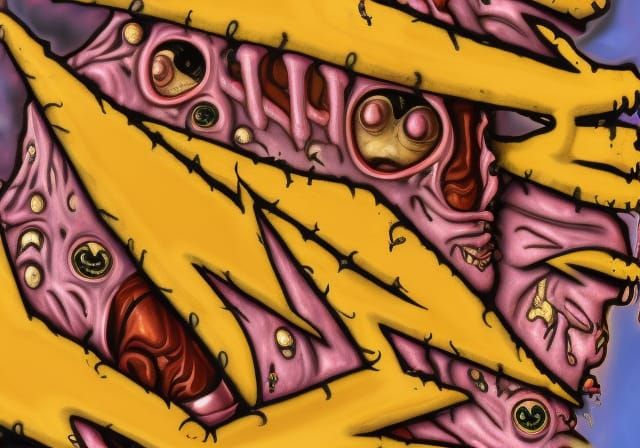 Horrific Hybrid Creature in Biomechanical Style