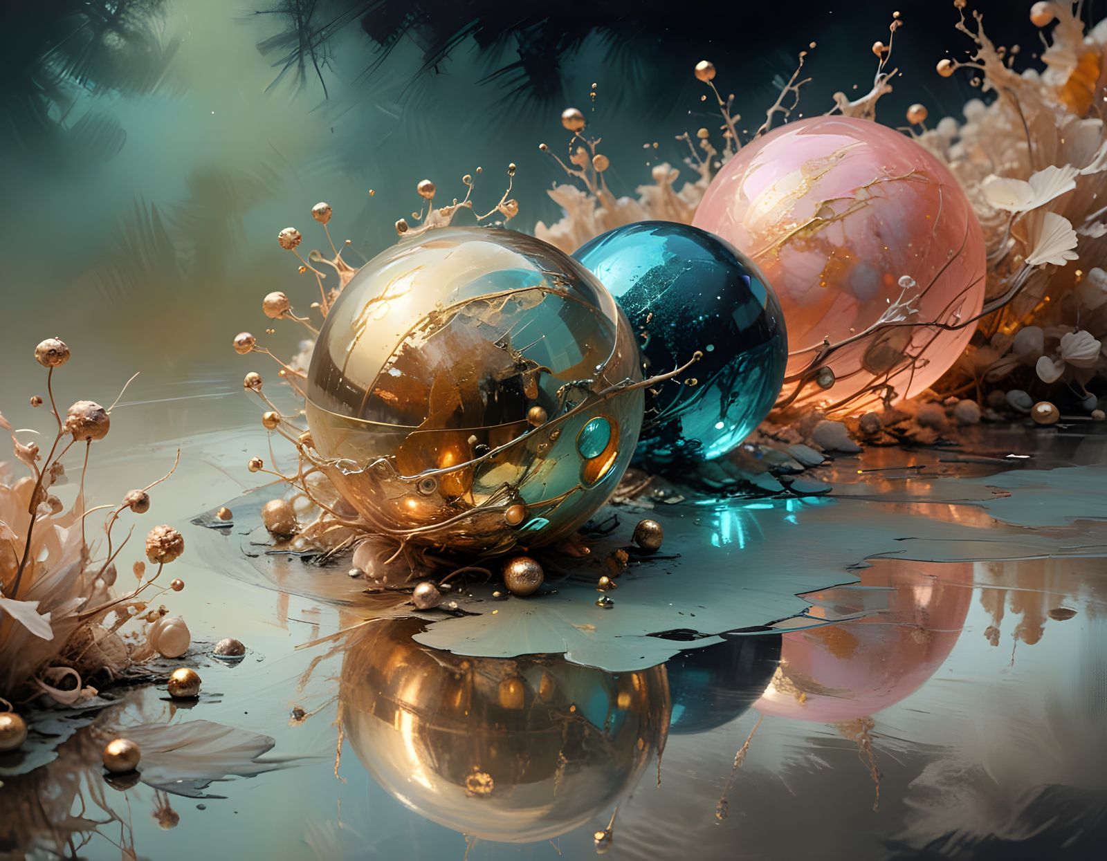 Bioluminescent Landscape in Soft Impasto Painting Style