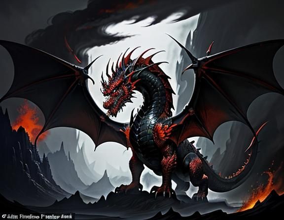 Fiery Dragon in Dynamic Fantasy Art Style