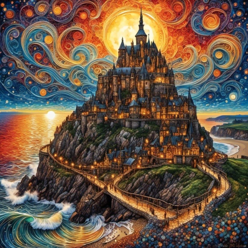 Zentangle Style Mont Saint-Michel Illustration