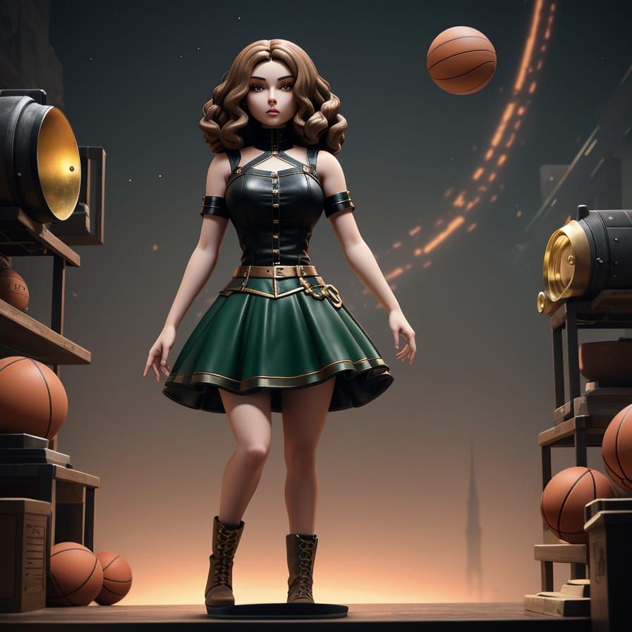 Epic Bobblehead on Shelf in Utopian Cityscape