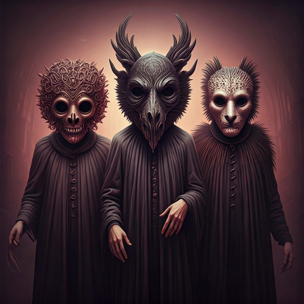 Haunting Pastel Portraits in Ornate Halloween Masks