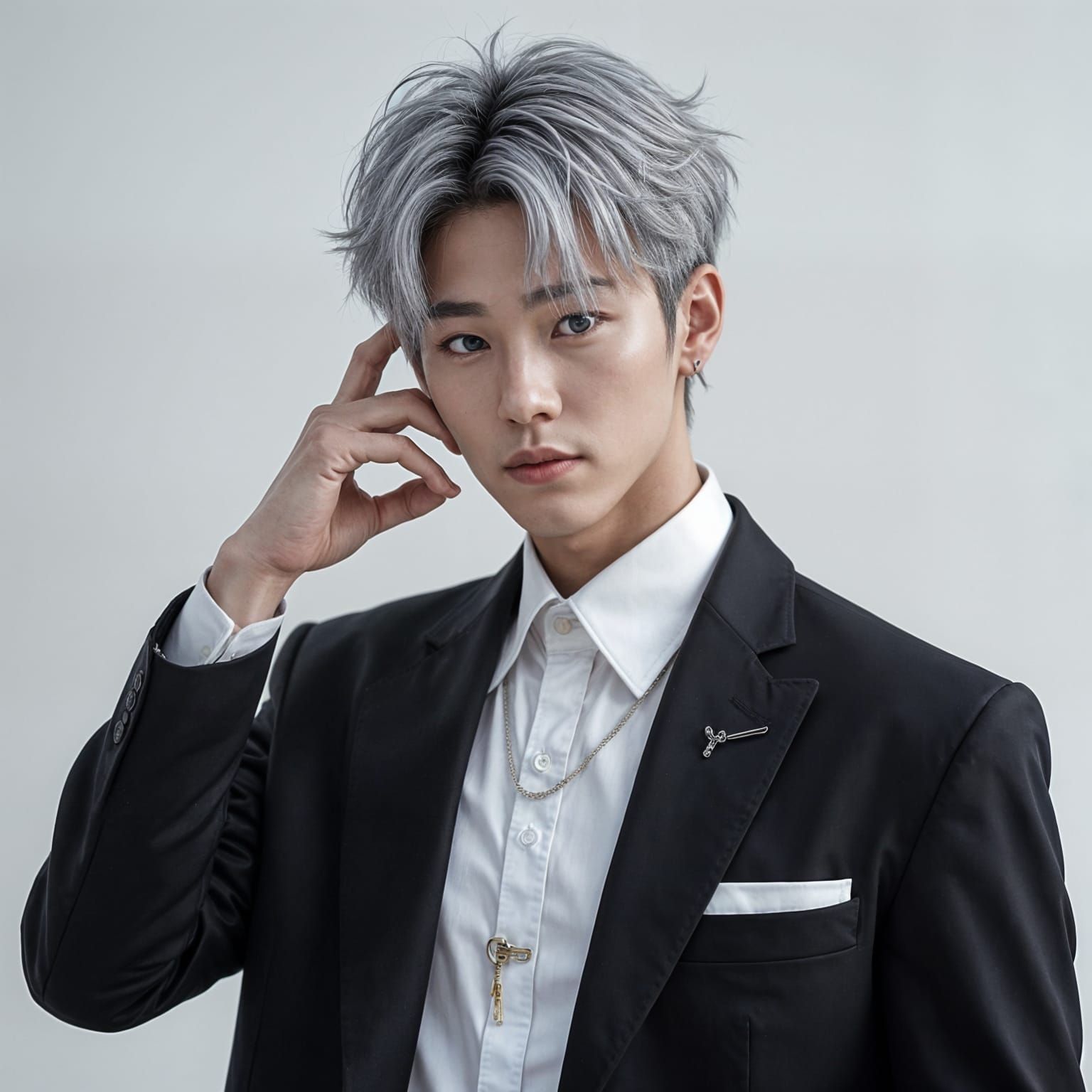 Handsome K-Pop Idol in Luxury Fashion