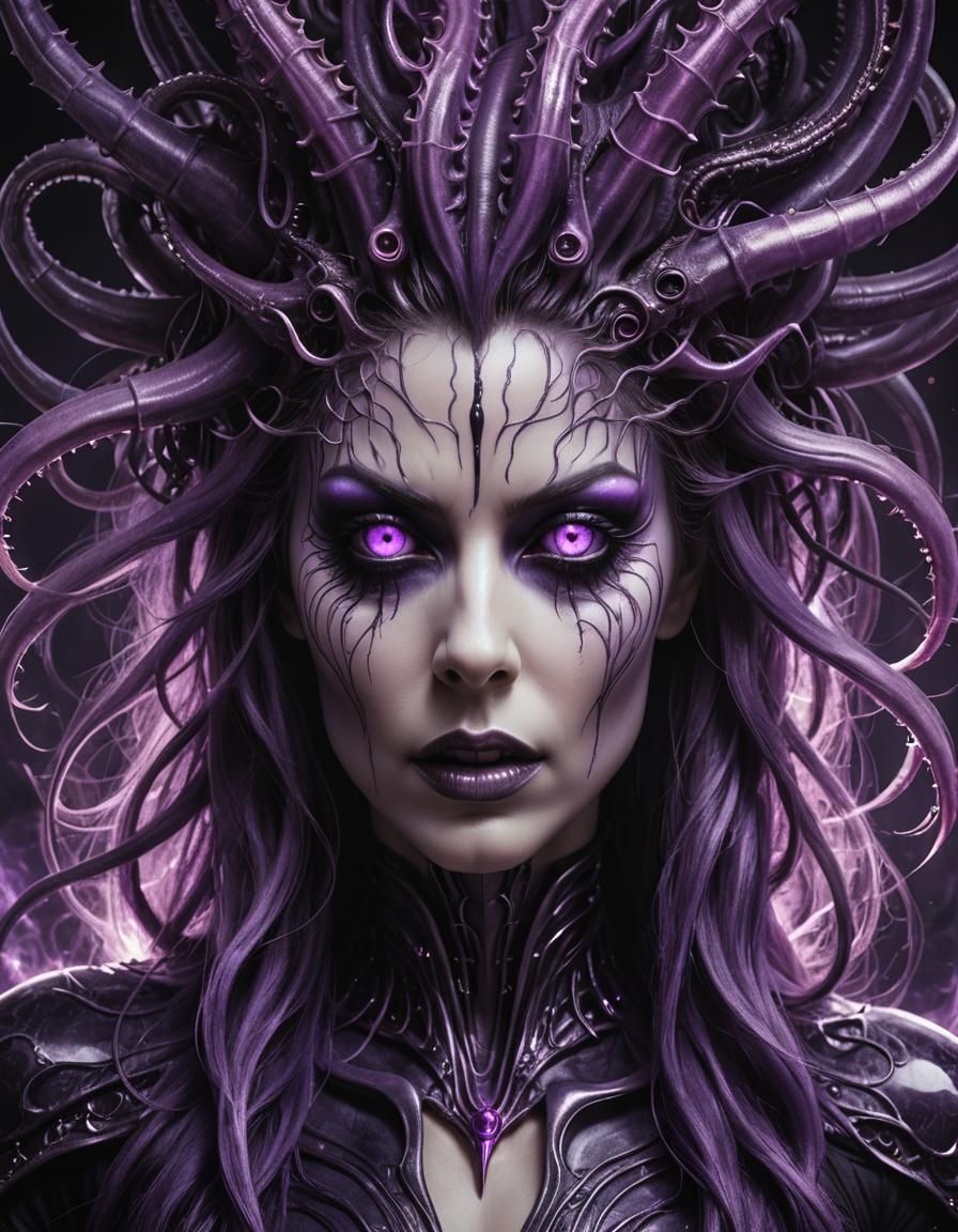 Ethereal Dark Fantasy Creature Unleashes Psychic Energy