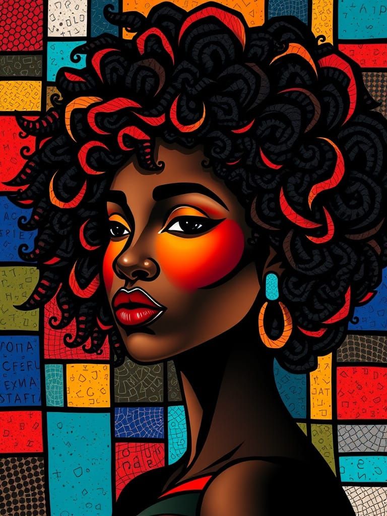 African Diasporic Beauty Celebrated in Vibrant Cubist Style