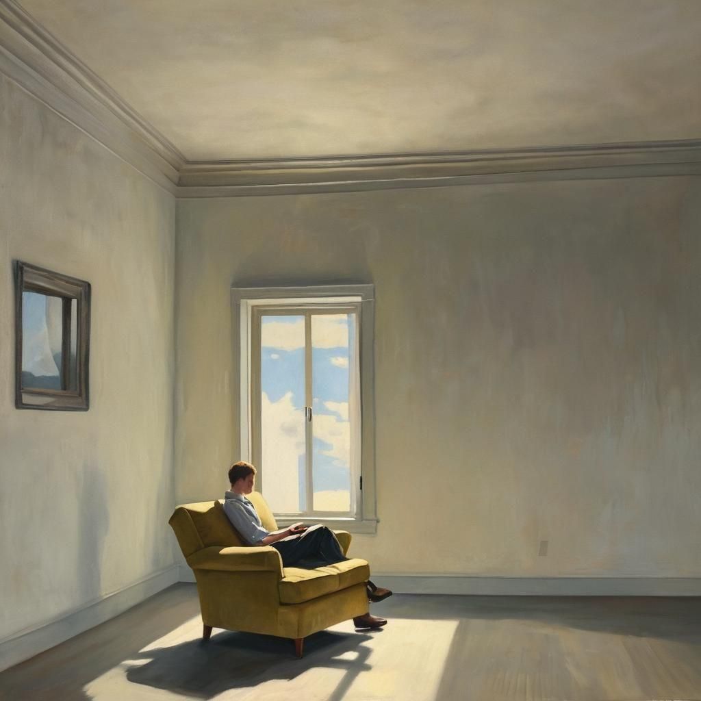 Lone Figure in Room, Edward Hopper Style