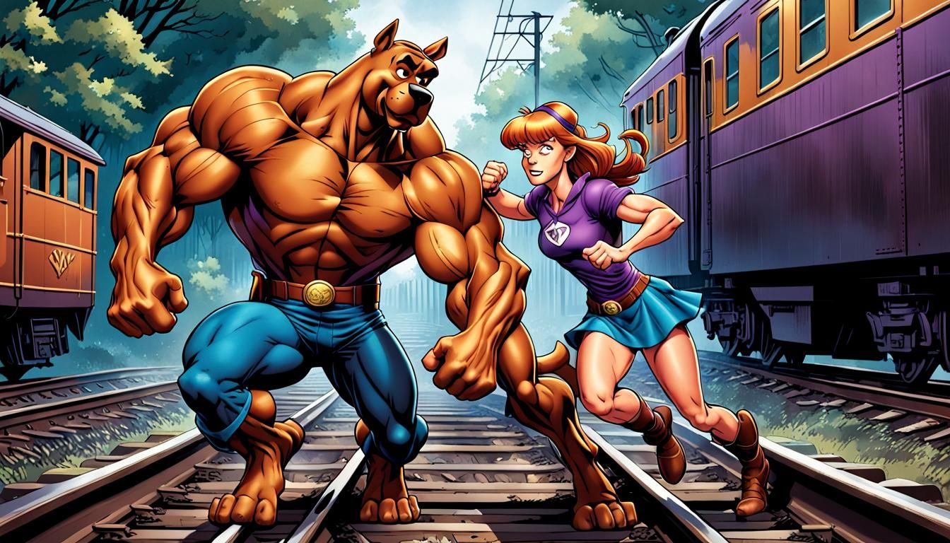 Scooby Doo is a Super Hero who is rescuing Daphne Blake from...