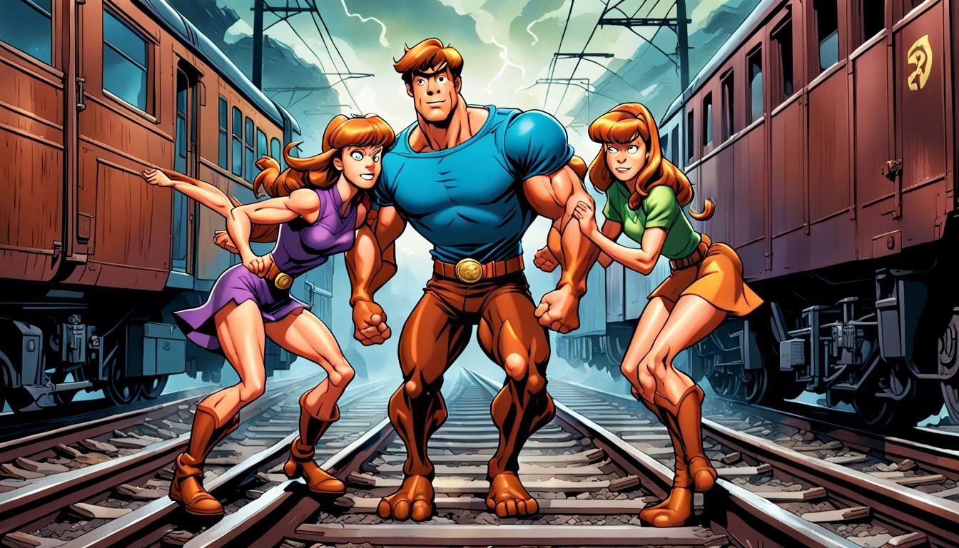 Scooby Doo is a Super Hero who is rescuing Daphne Blake from...