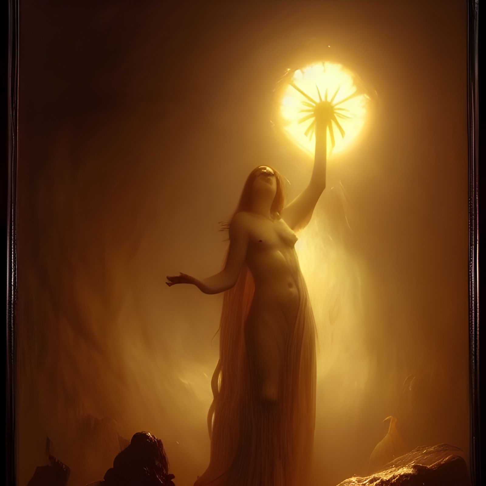 Sun Goddess Illuminates Midgard in Gothic Horror Style