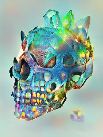 Detailed Crystal Skull with Light Refraction