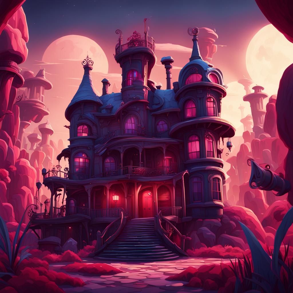 Hazbin Hotel Fan Art in Detailed Matte Painting Style