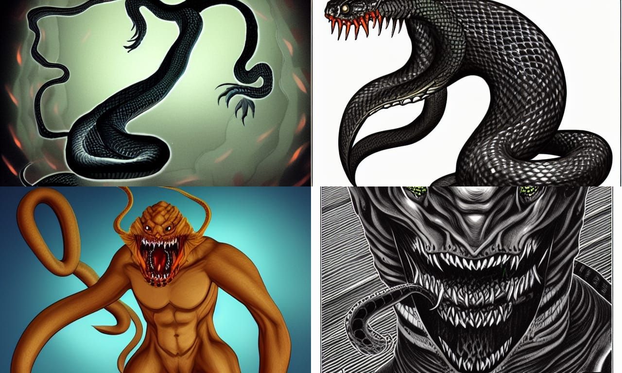 Terrifying Snake Demon Emerges from the Shadows