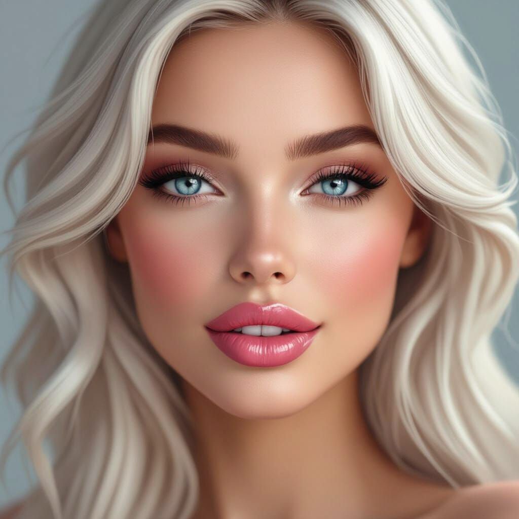 Blonde Woman Portrait: 3D Digital Art