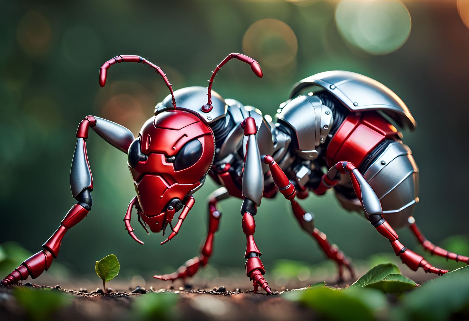 Ant Warrior in Chromium Armor, Hyperrealistic Digital Art