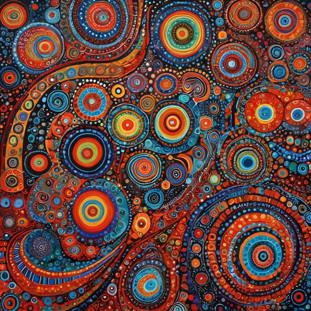 Vibrant Aboriginal Dot Painting Explosion
