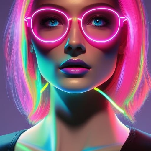 Girl with Yellow Hair in Urban Futuristic Digital Art