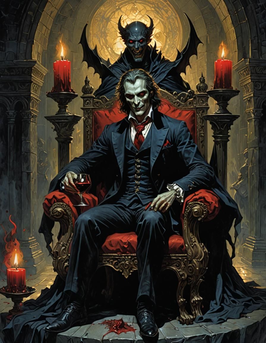 Elegant Vampire King in Gothic Horror Style