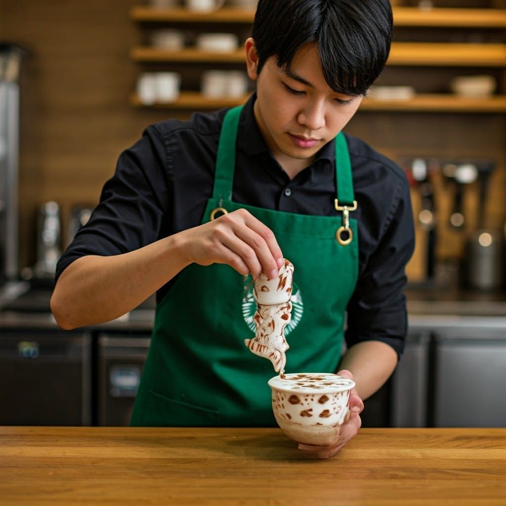 Anime Latte Art by Starbucks Barista