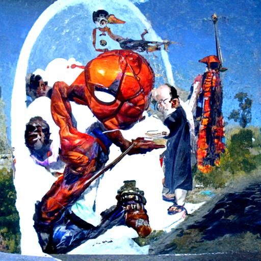Humorous Character Mashup as Oil Painting
