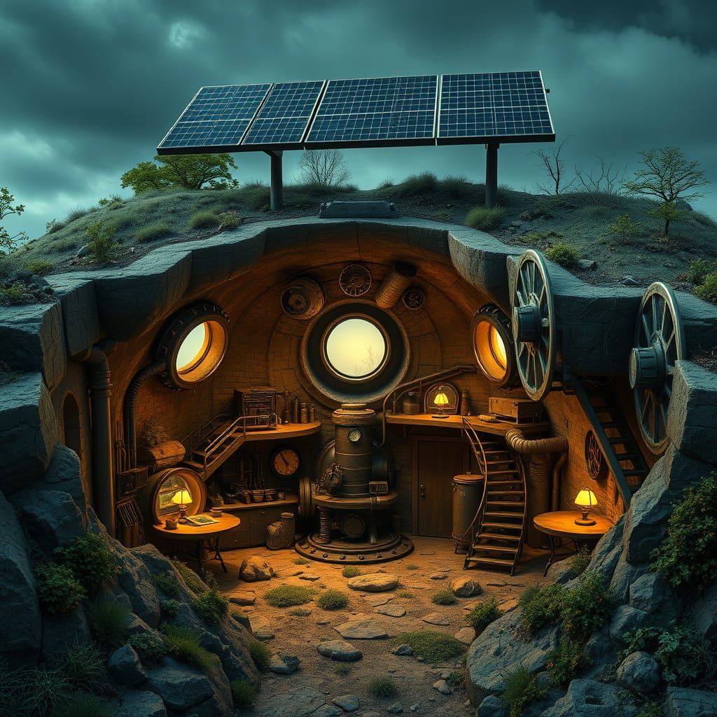 Steampunk Fallout Shelter on 3 Levels